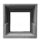 Elemento vazado de concreto um furo quadrado com rebaixo para vidro